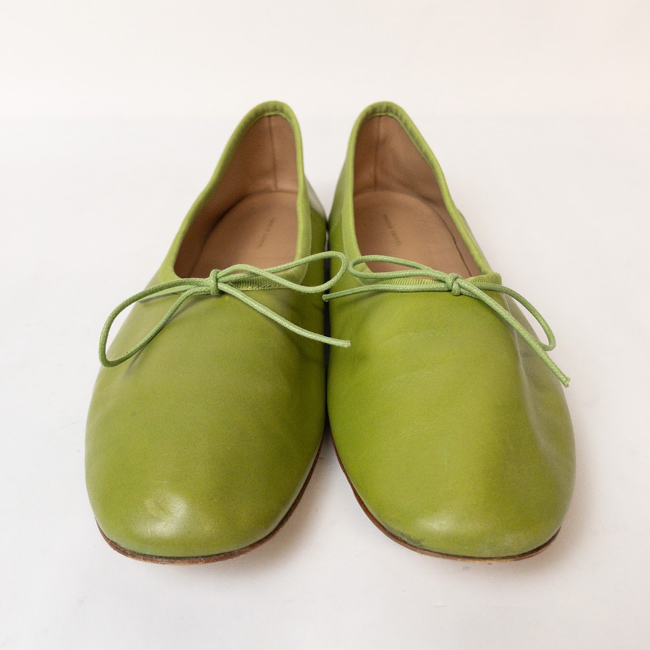 Mansur Gavriel Green Leather Flats