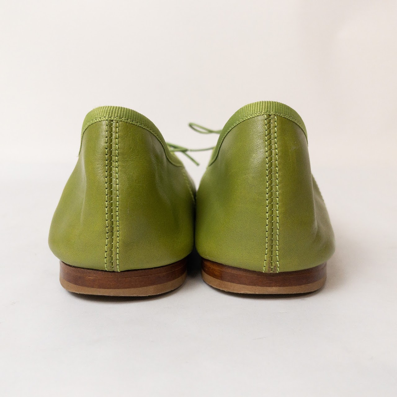 Mansur Gavriel Green Leather Flats