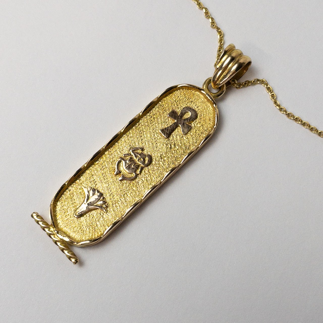 14K & 18K Gold Hieroglyphics Pendant