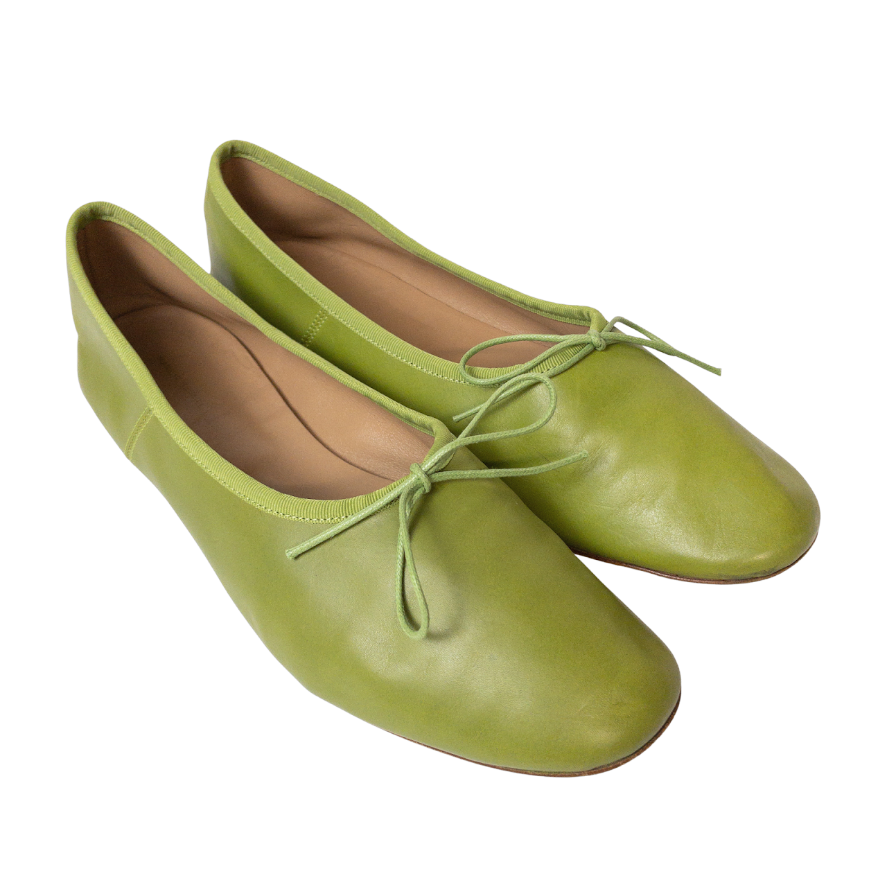 Mansur Gavriel Green Leather Flats