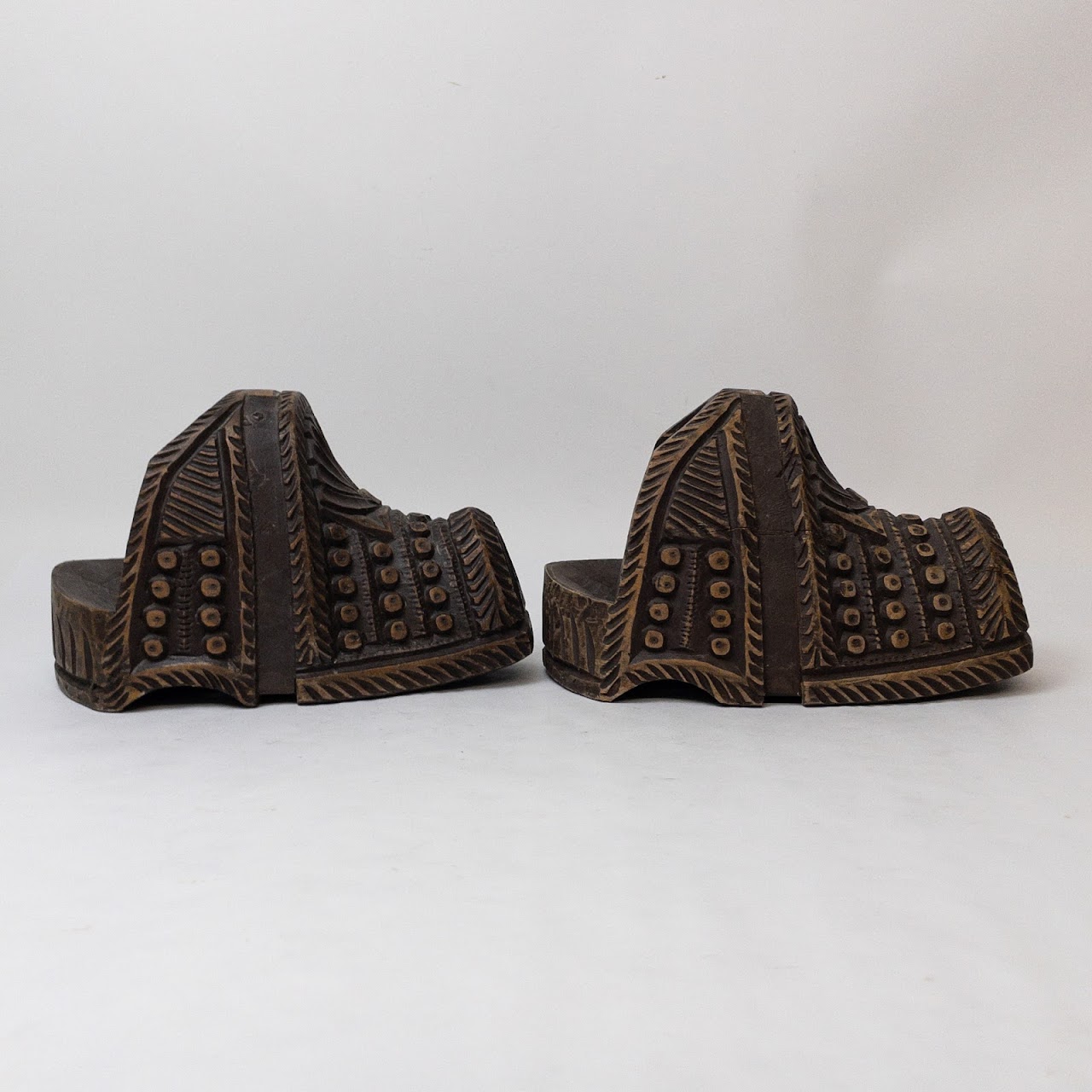 South American Carved Wood Stirrups