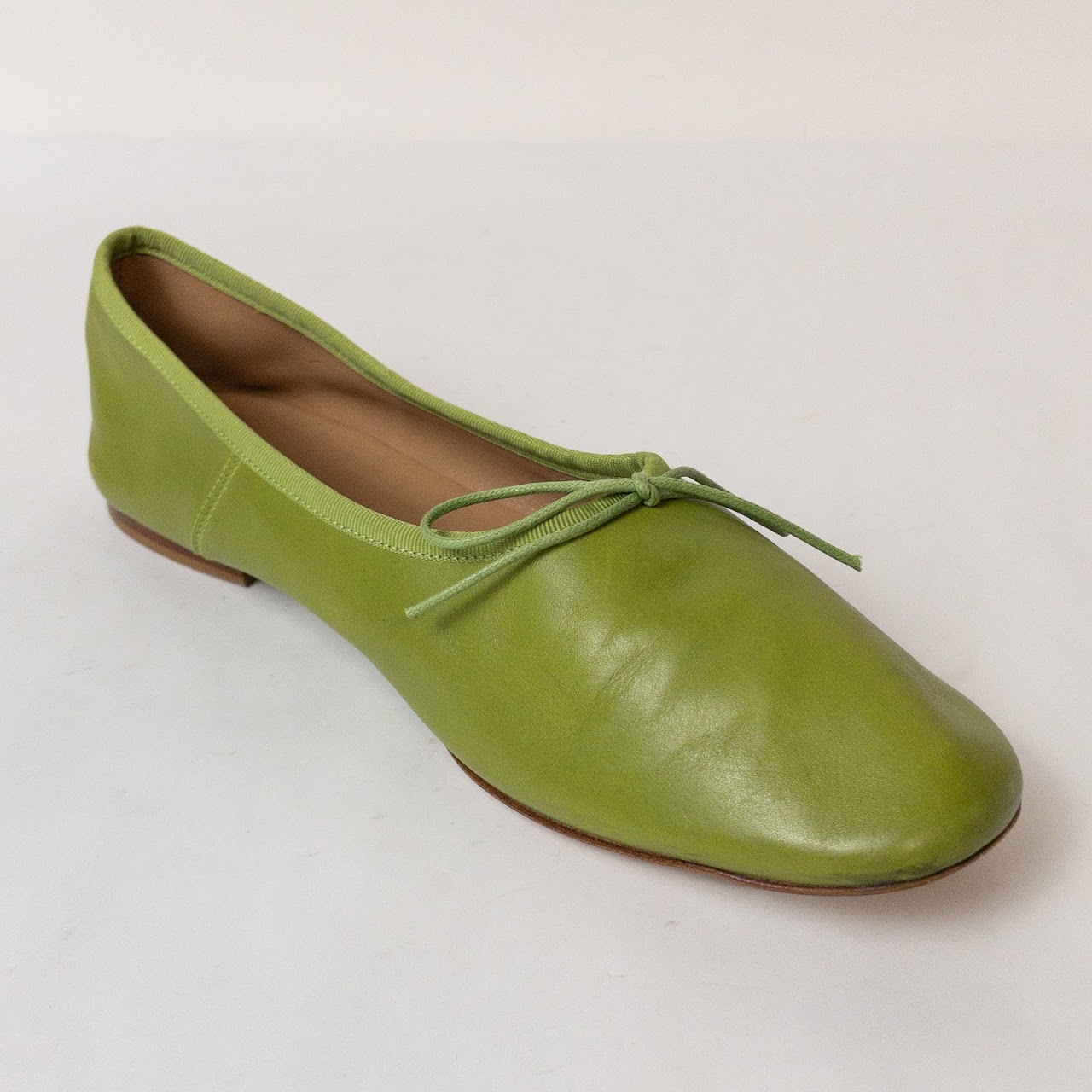 Mansur Gavriel Green Leather Flats