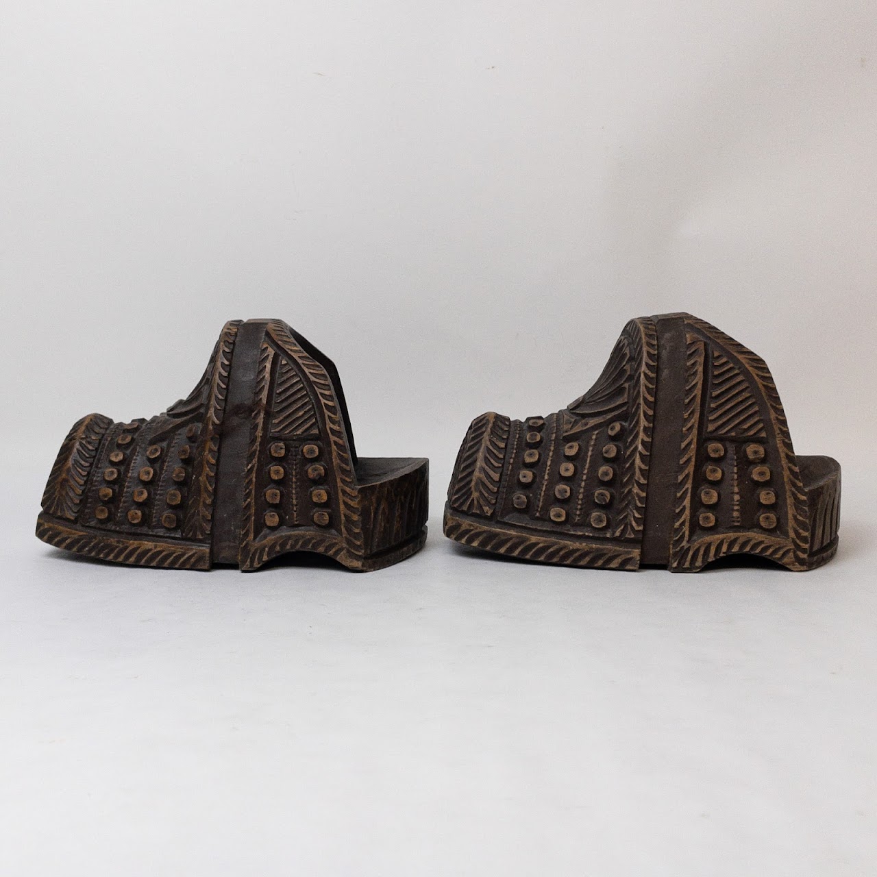 South American Carved Wood Stirrups