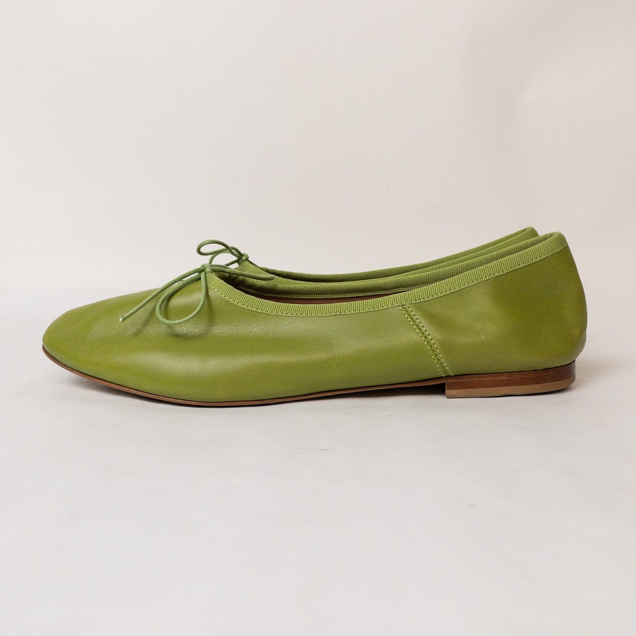 Mansur Gavriel Green Leather Flats