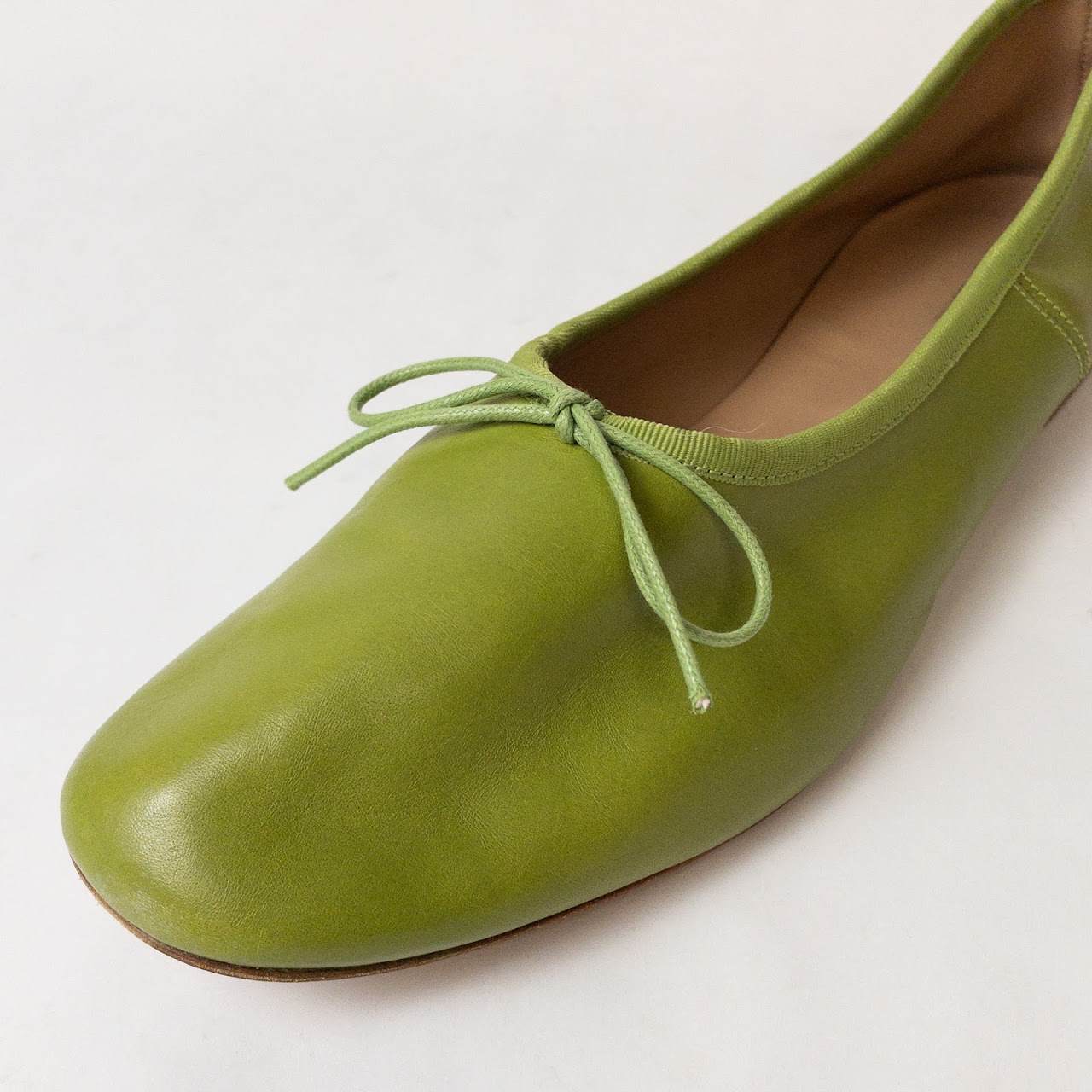 Mansur Gavriel Green Leather Flats