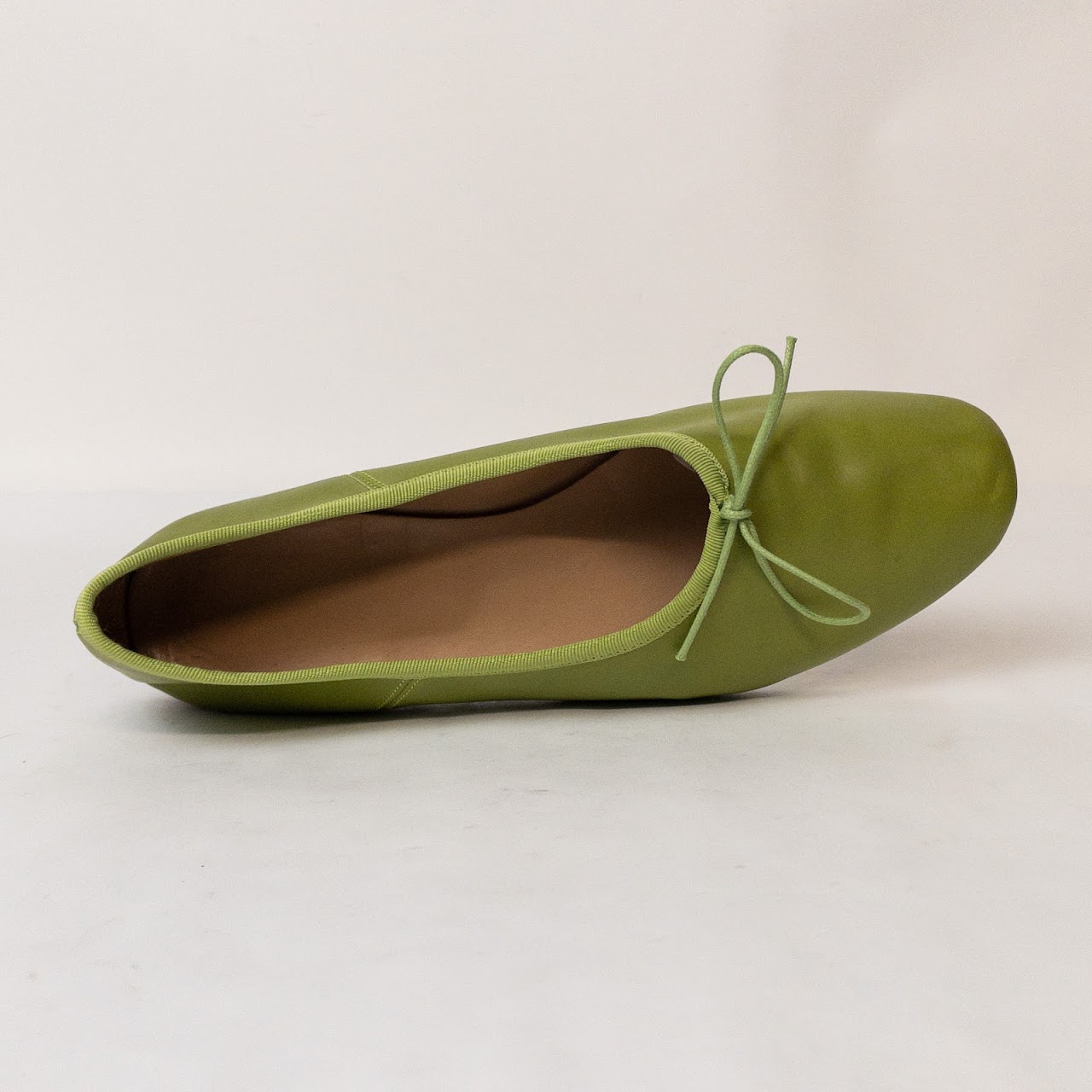 Mansur Gavriel Green Leather Flats