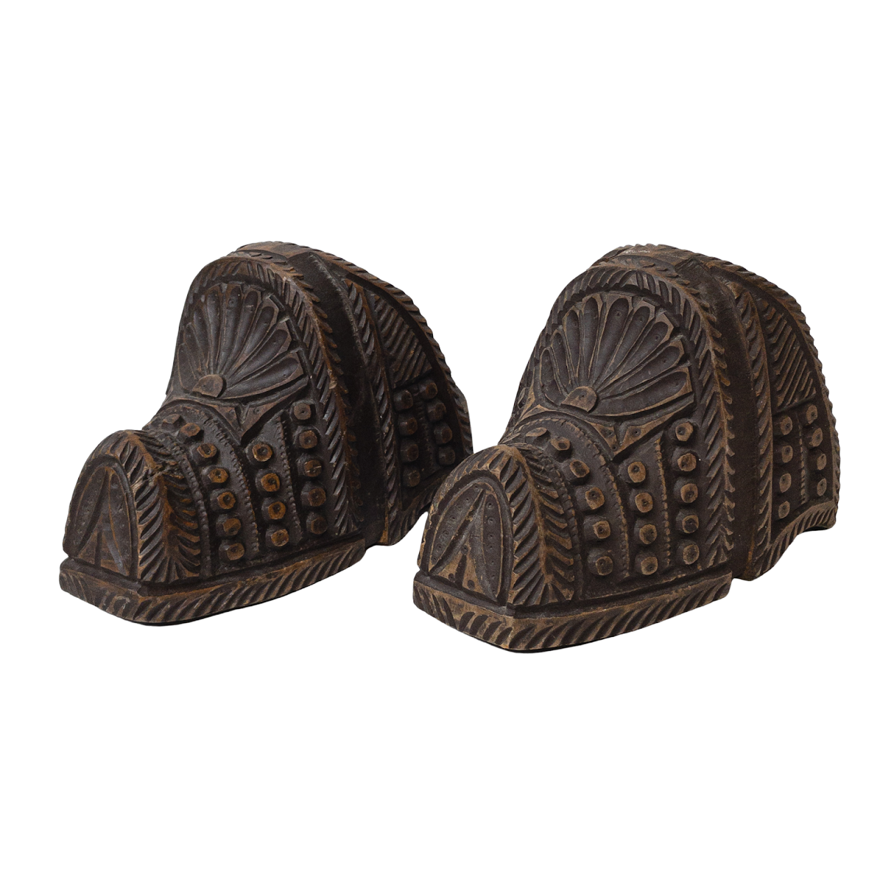 South American Carved Wood Stirrups