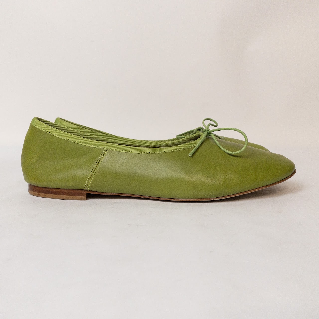 Mansur Gavriel Green Leather Flats