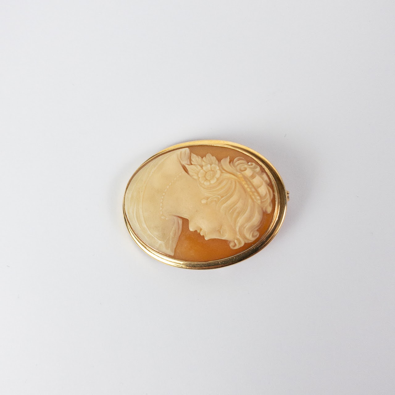 14K Gold Goddess Cameo Convertible Brooch