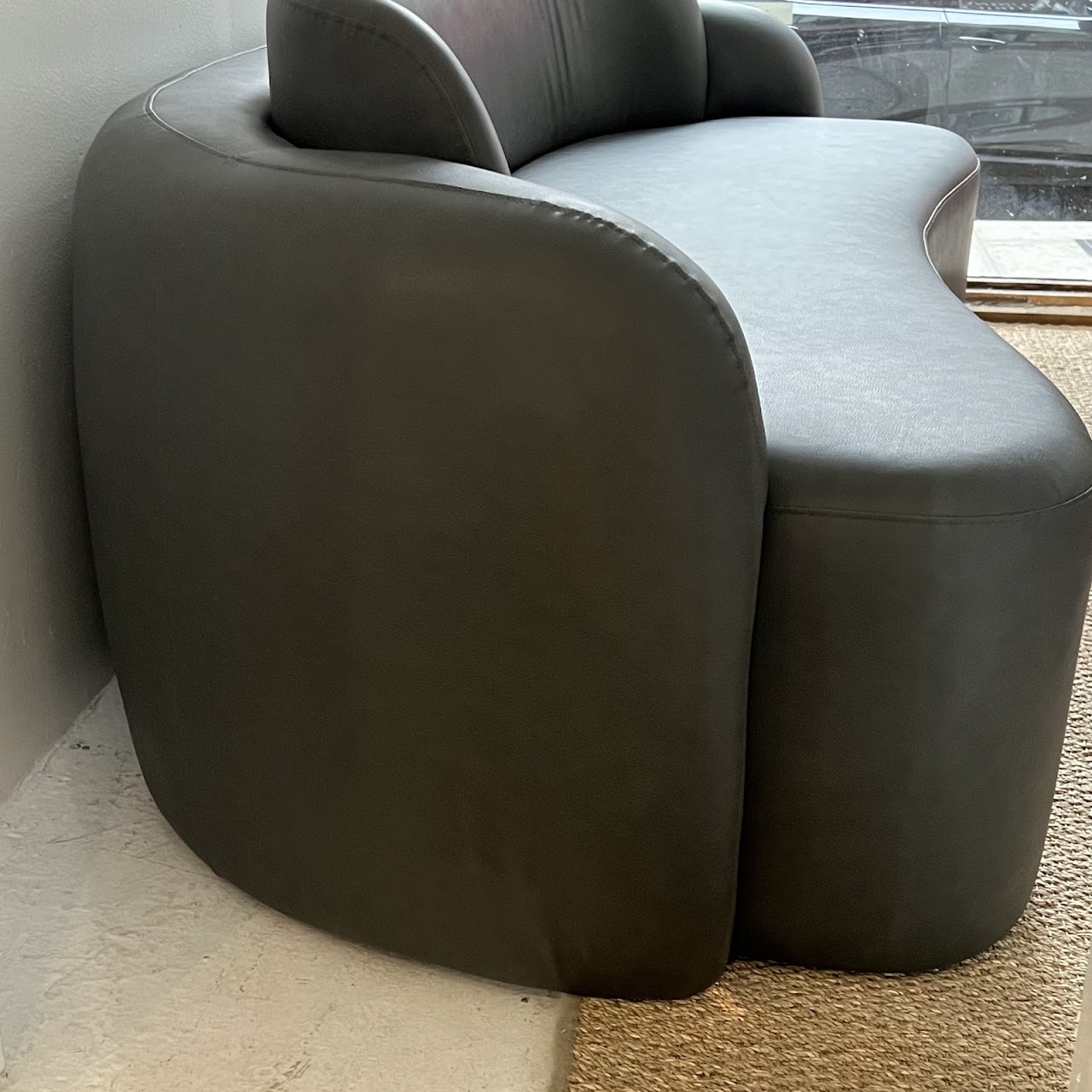 Contemporary Dark Grey Curved Back Sofa