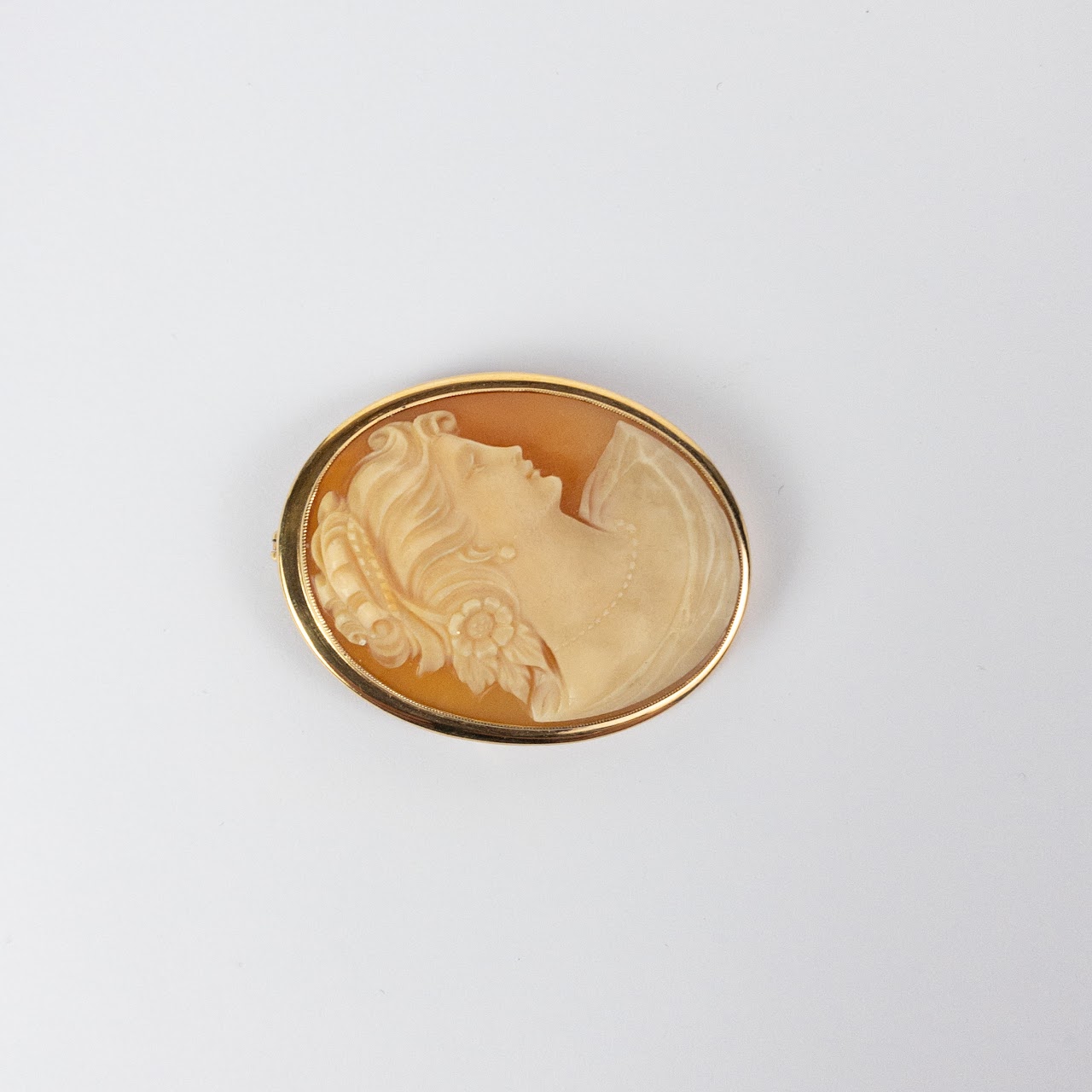 14K Gold Goddess Cameo Convertible Brooch