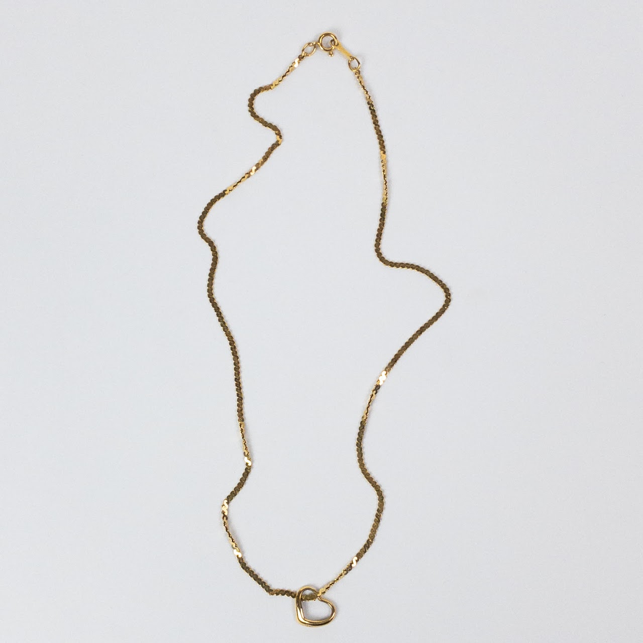 14K Gold 'S' Chain Heart Pendant Necklace