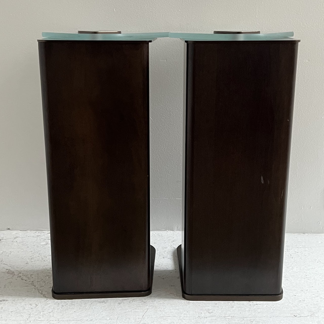 Antiqued Bronze and Glass Abstract Drinks Table Pair #2