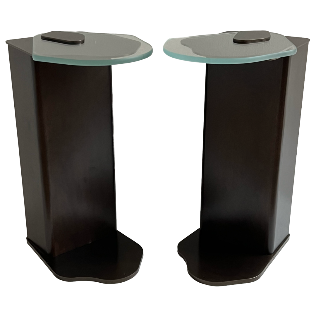 Antiqued Bronze and Glass Abstract Drinks Table Pair #1