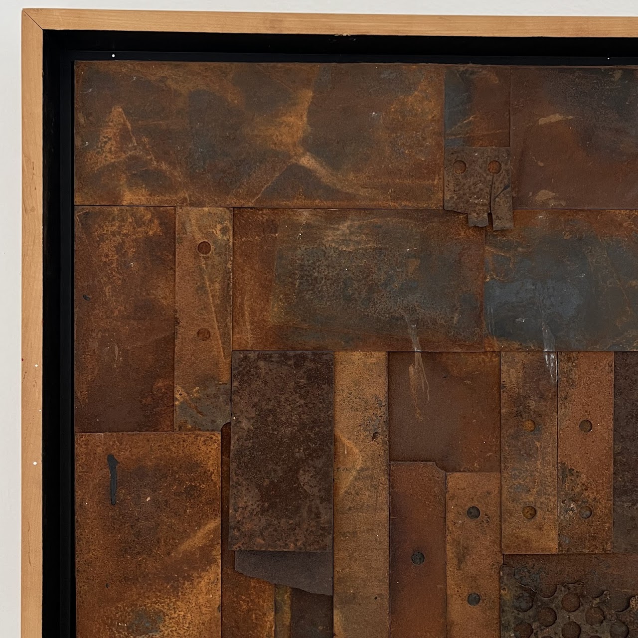 Jules Schaffer 'Composition Rust' Signed Mixed Media Assemblage Wall Sculpture