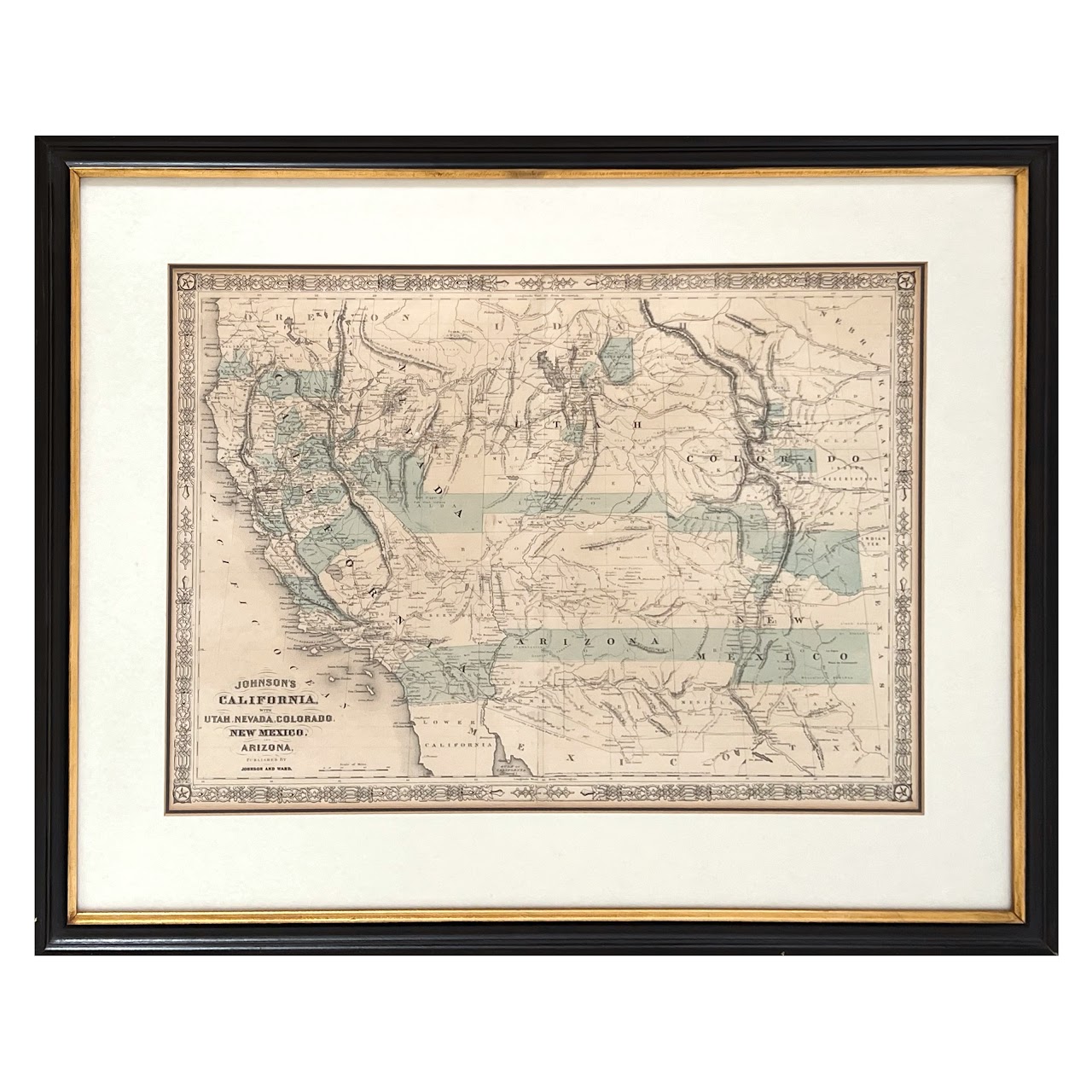 Civil War Era 'Johnson's California, with Utah, Nevada, Colorado...' Map, Circa 1866