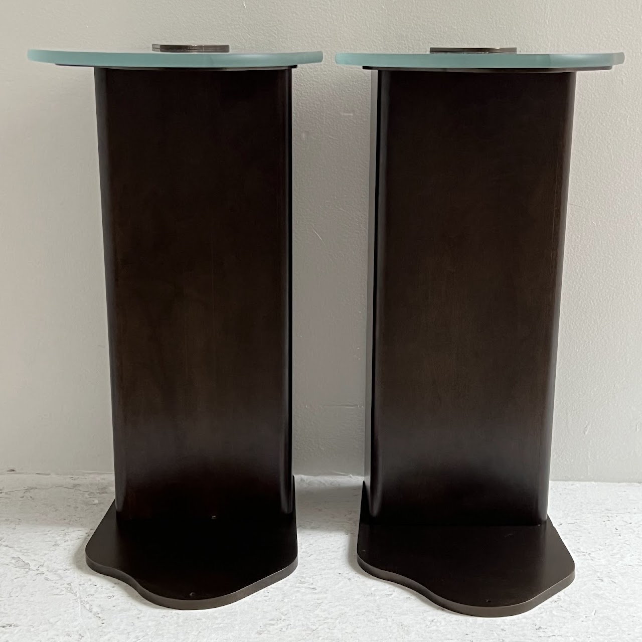 Antiqued Bronze and Glass Abstract Drinks Table Pair #1