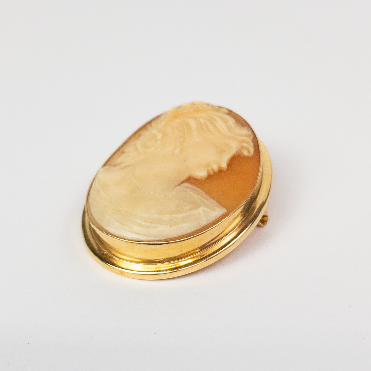 14K Gold Goddess Cameo Convertible Brooch