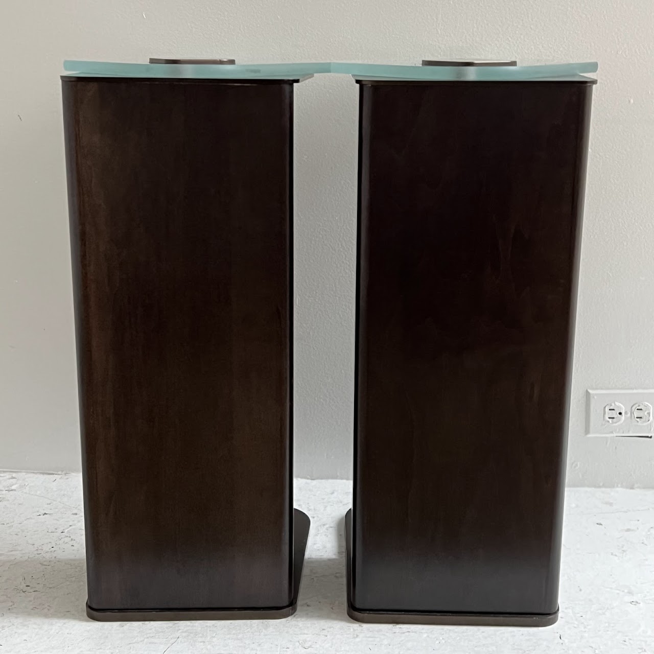 Antiqued Bronze and Glass Abstract Drinks Table Pair #1