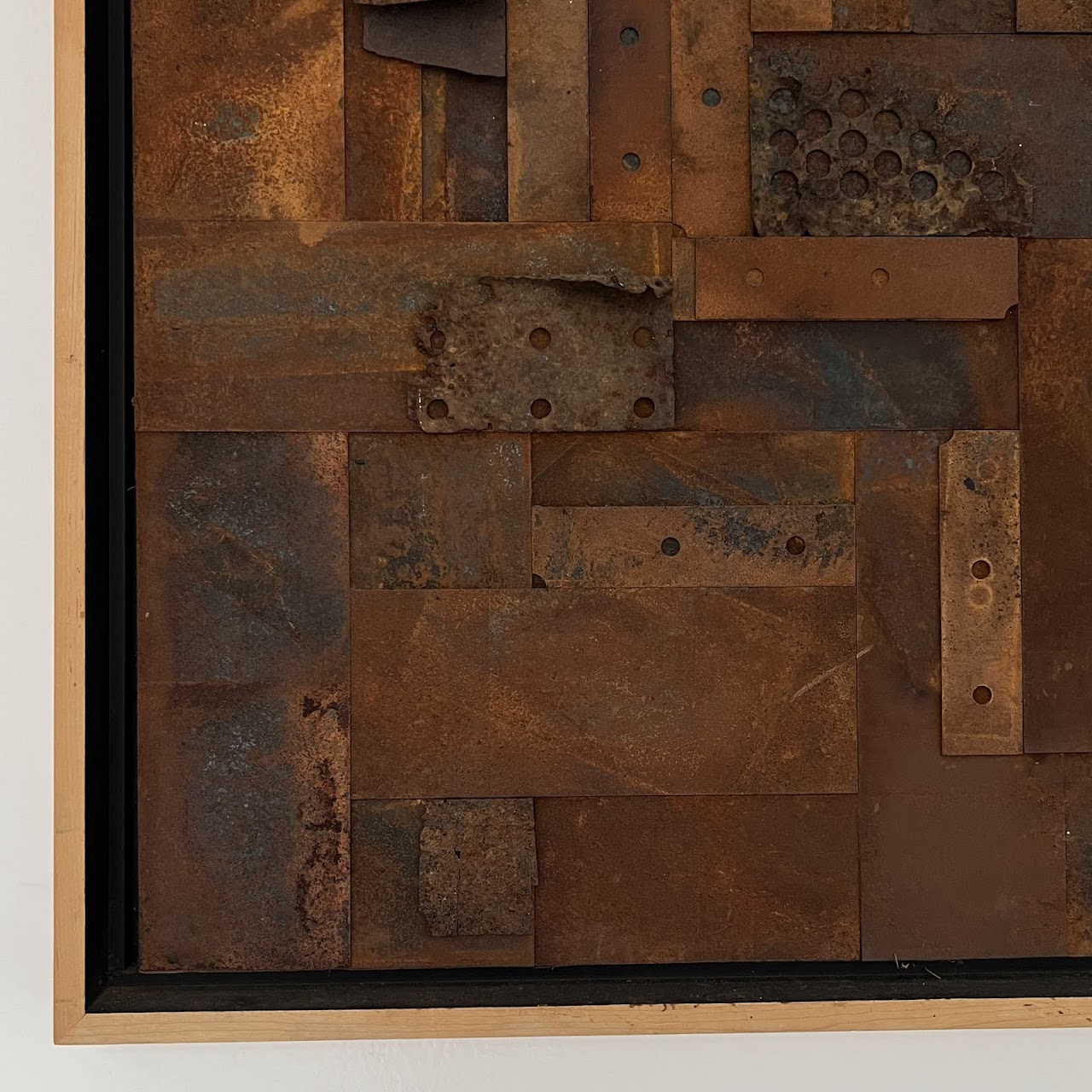 Jules Schaffer 'Composition Rust' Signed Mixed Media Assemblage Wall Sculpture