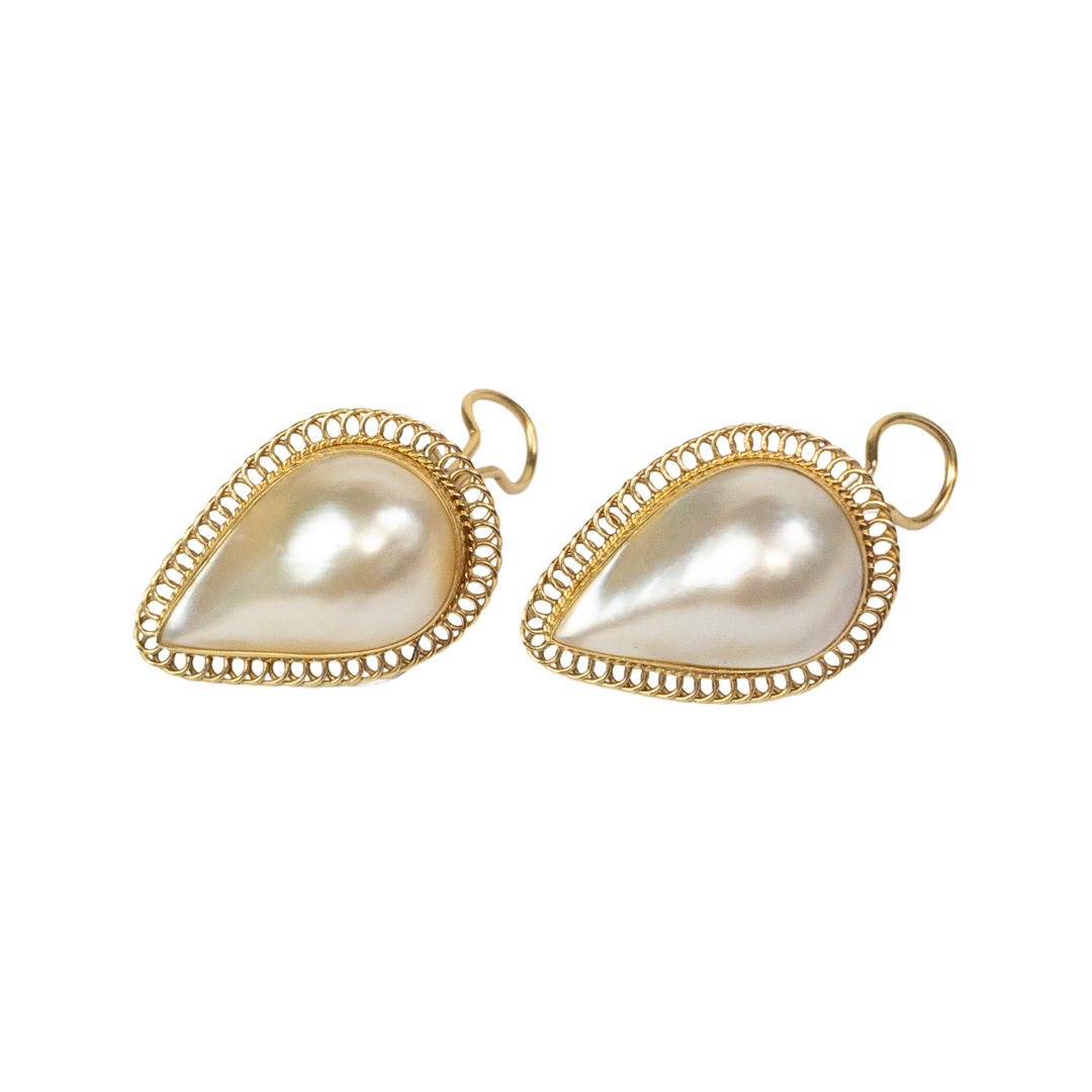 14K Gold Teardrop 'Pearl' Earrings