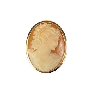 14K Gold Goddess Cameo Convertible Brooch