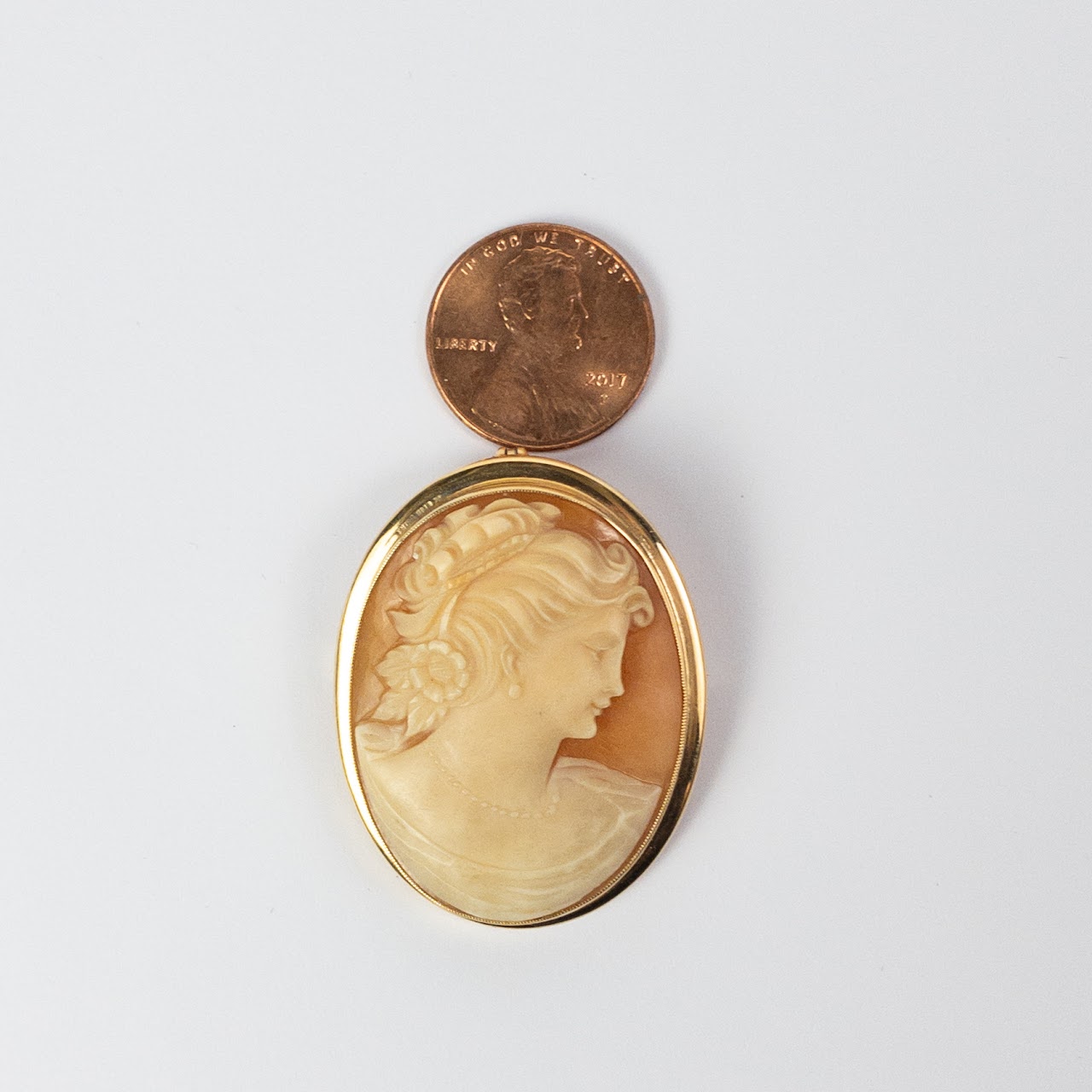 14K Gold Goddess Cameo Convertible Brooch