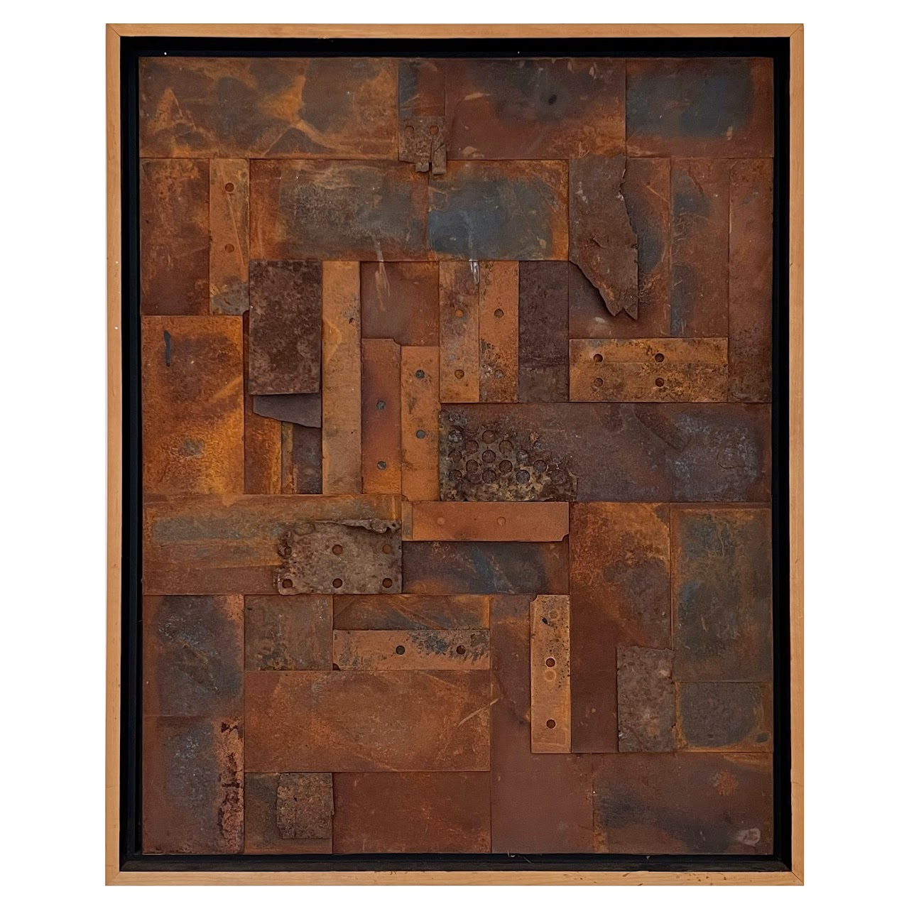 Jules Schaffer 'Composition Rust' Signed Mixed Media Assemblage Wall Sculpture