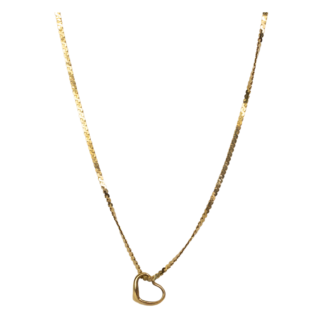 14K Gold 'S' Chain Heart Pendant Necklace