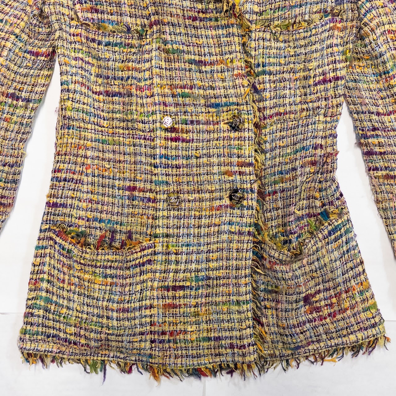 Chanel Boutique  Vintage Rainbow Fringe Jacket