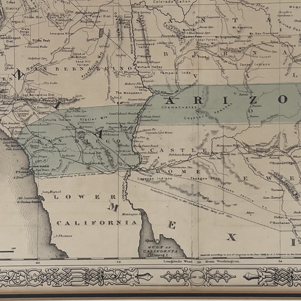 Civil War Era 'Johnson's California, with Utah, Nevada, Colorado...' Map, Circa 1866