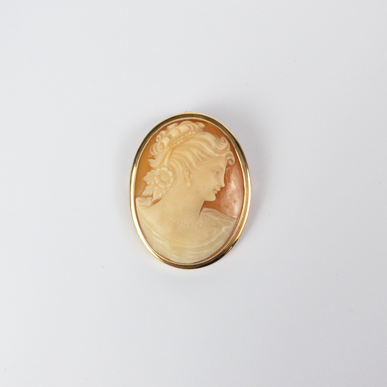 14K Gold Goddess Cameo Convertible Brooch