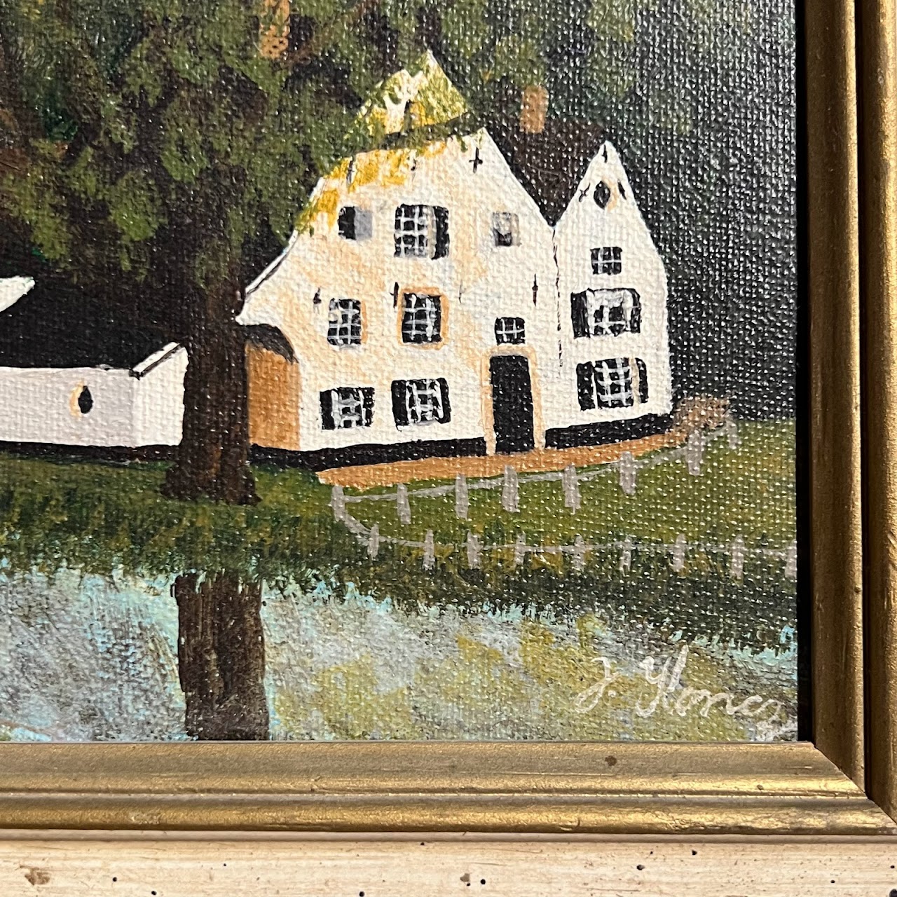 House and Landscape Signed Oil Painting
