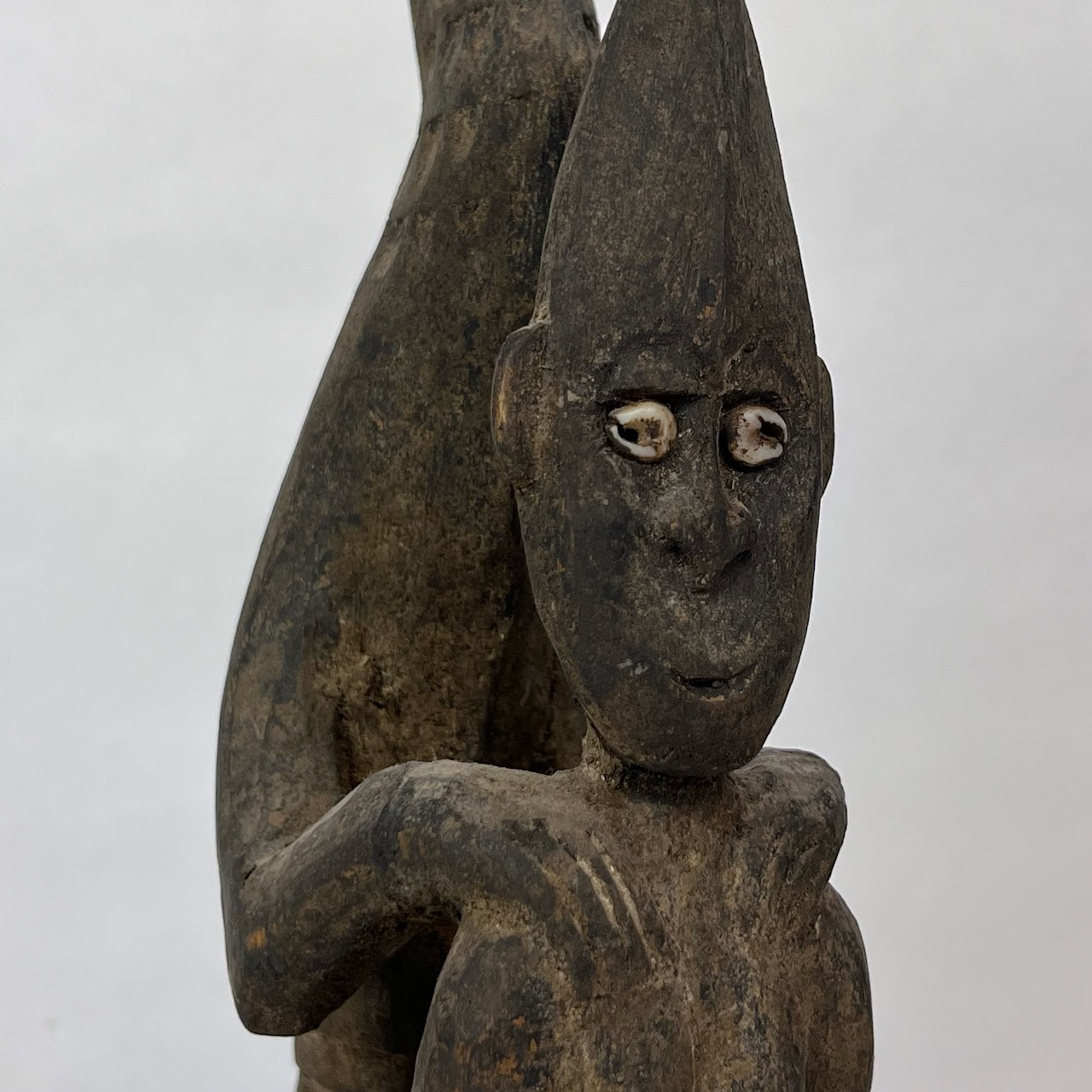 Papua New Guinean Sepik River Figure with Ancestral Bird Carving