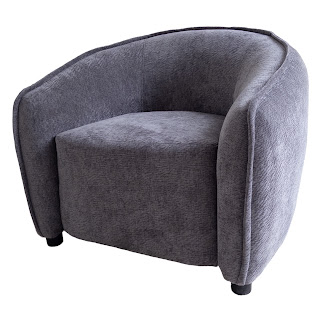 Gray Mottled Fabric Barrel Style Lounge Chair