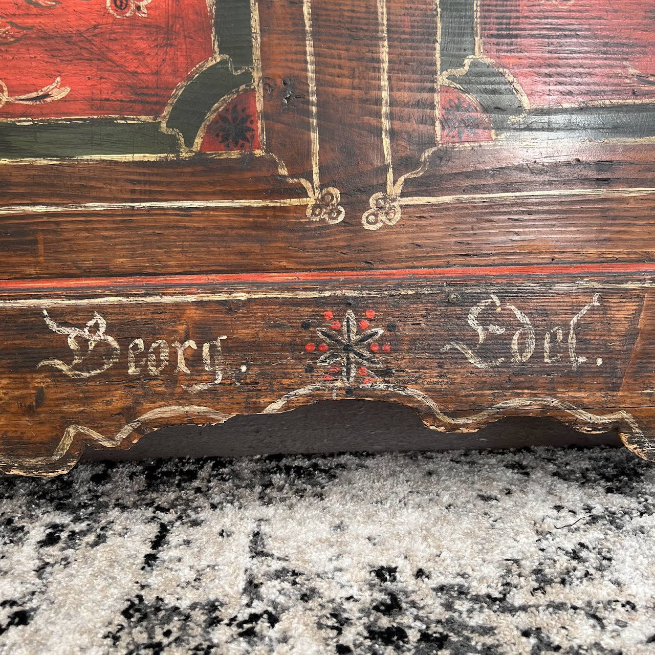 18th C. Alsatian Hand-Painted Wedding Chest