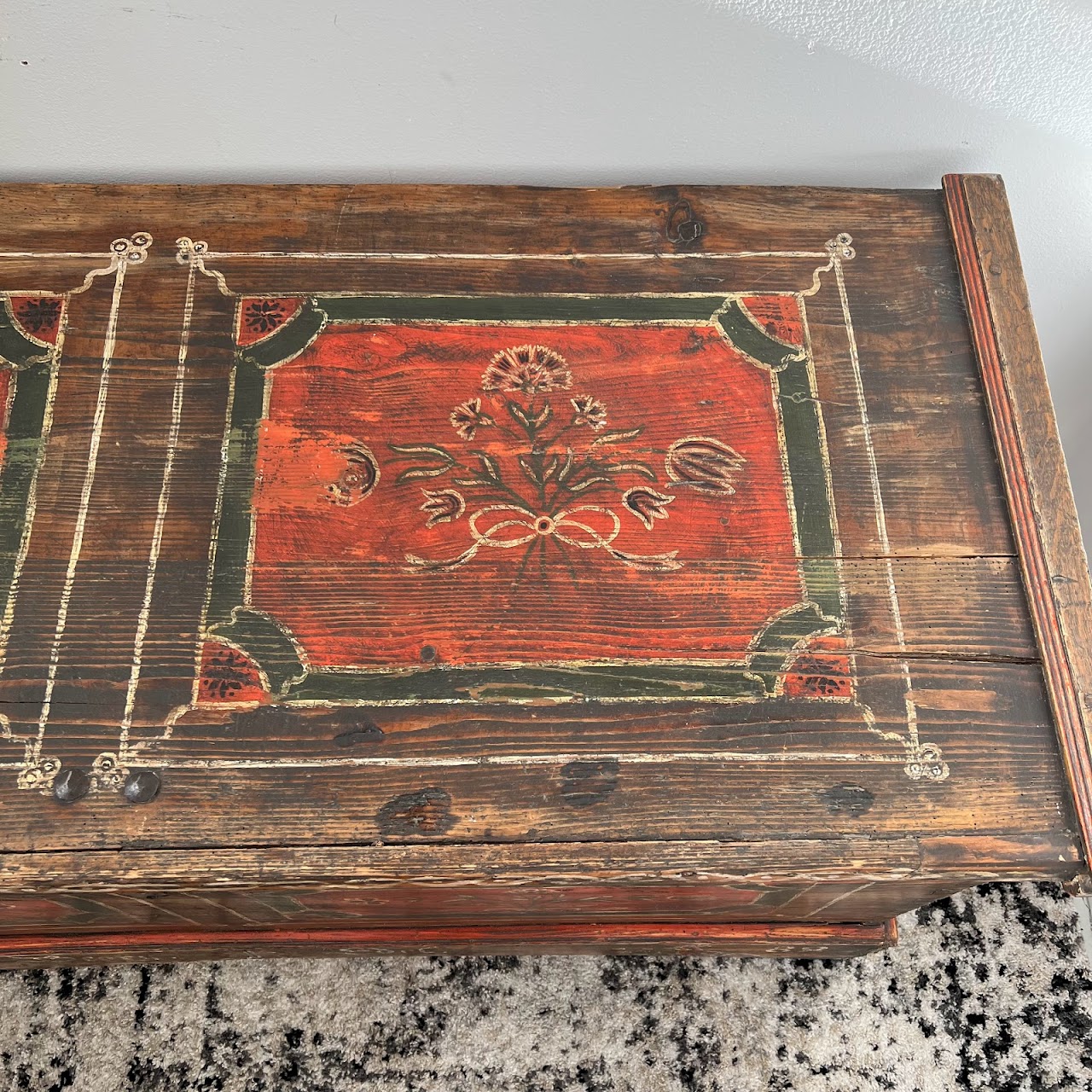 18th C. Alsatian Hand-Painted Wedding Chest