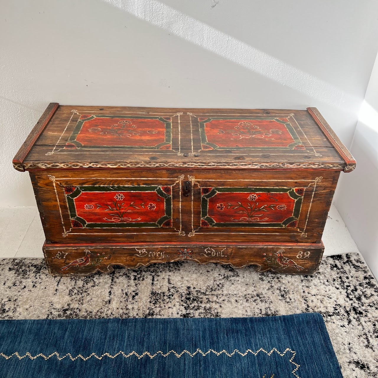 18th C. Alsatian Hand-Painted Wedding Chest