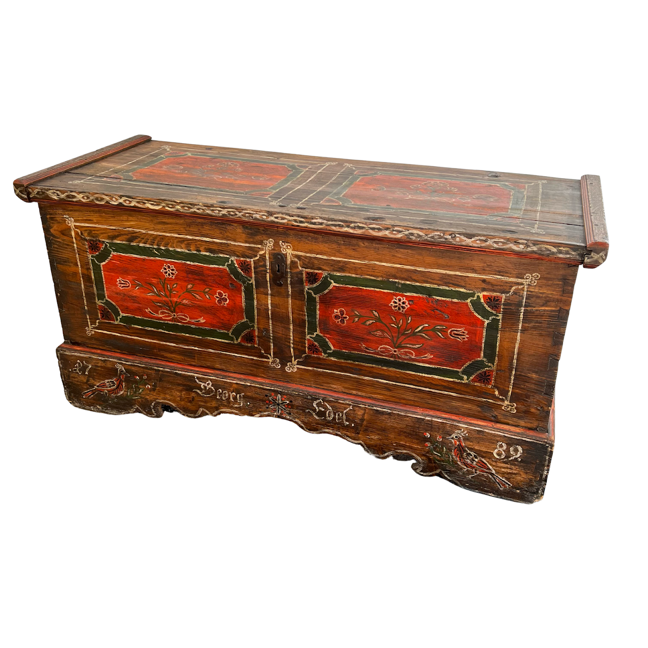 18th C. Alsatian Hand-Painted Wedding Chest