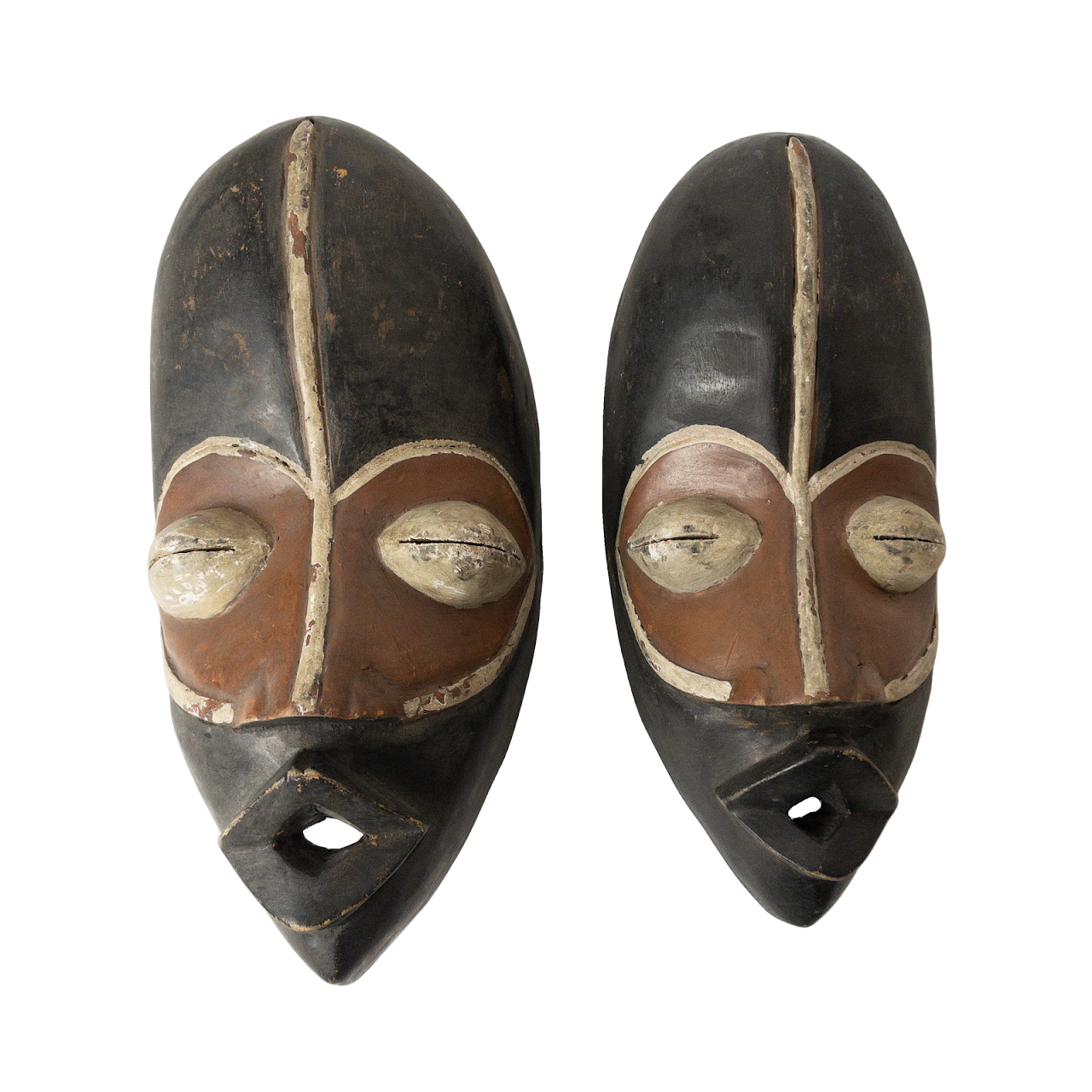 Painted Tribal Mask Pair