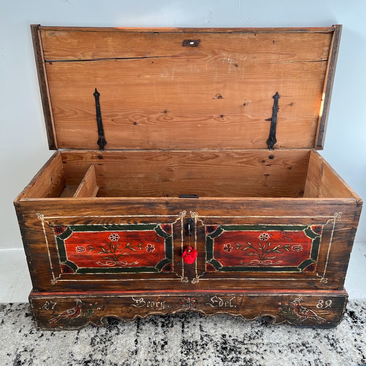 18th C. Alsatian Hand-Painted Wedding Chest