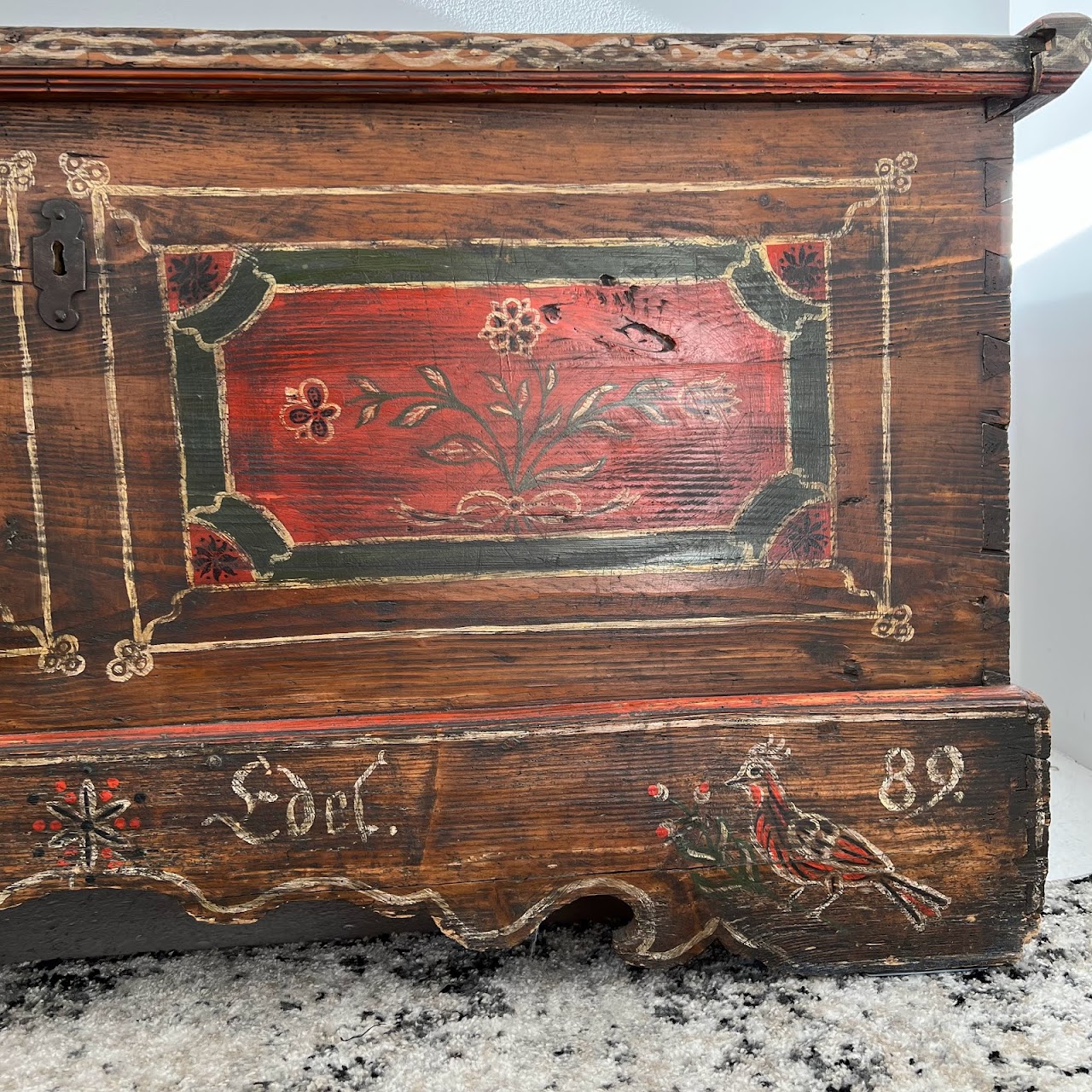 18th C. Alsatian Hand-Painted Wedding Chest