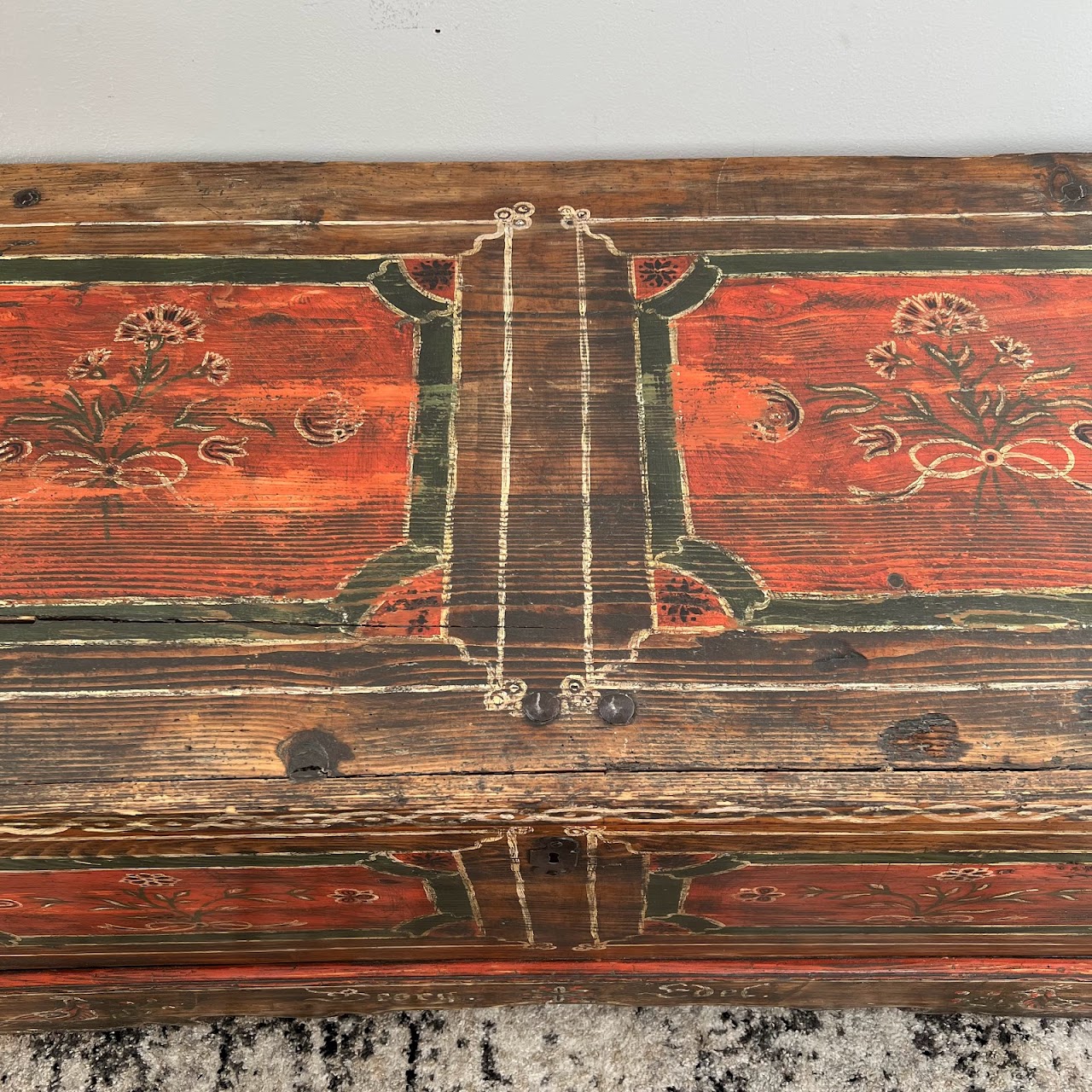 18th C. Alsatian Hand-Painted Wedding Chest