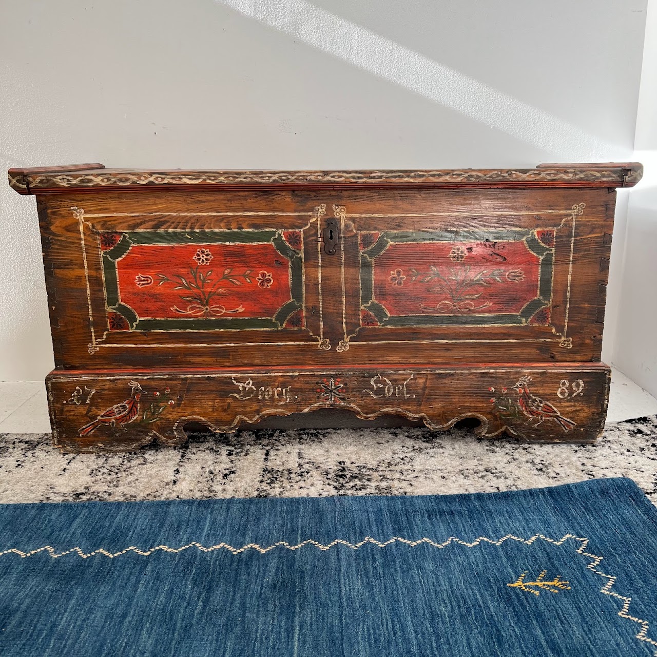 18th C. Alsatian Hand-Painted Wedding Chest