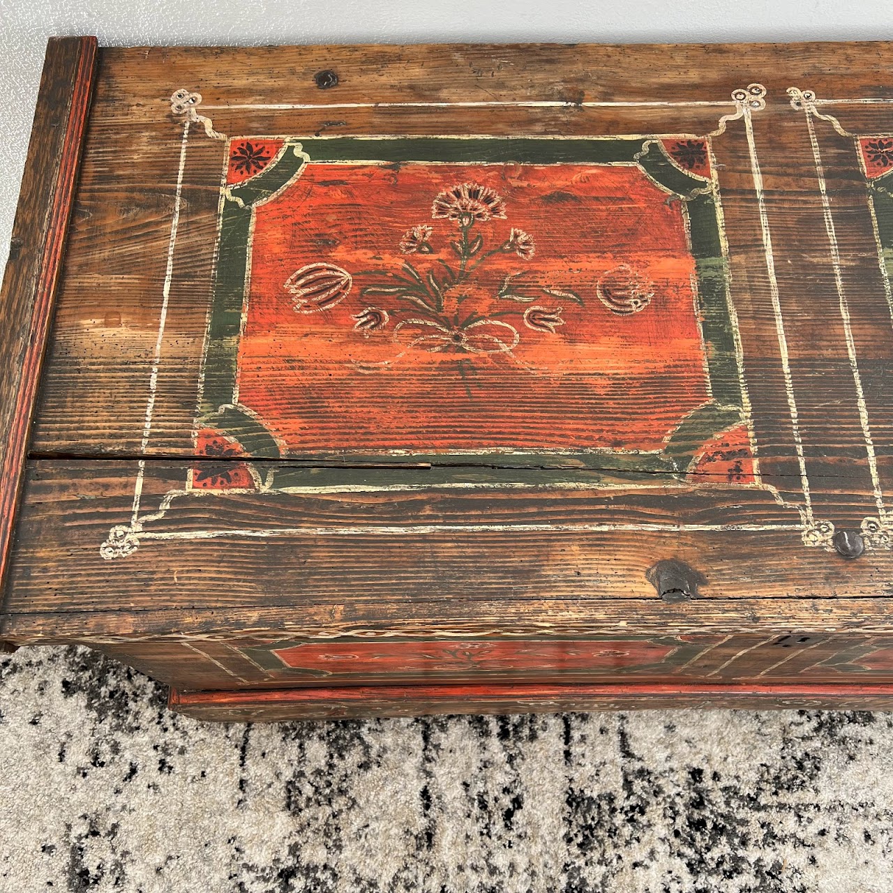 18th C. Alsatian Hand-Painted Wedding Chest