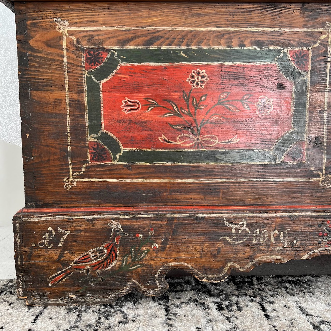 18th C. Alsatian Hand-Painted Wedding Chest