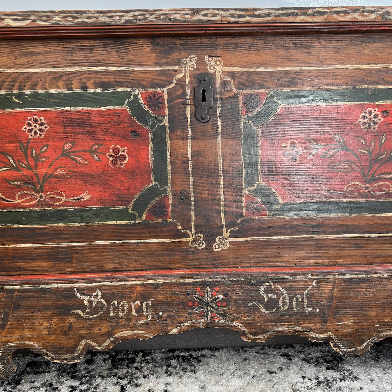 18th C. Alsatian Hand-Painted Wedding Chest