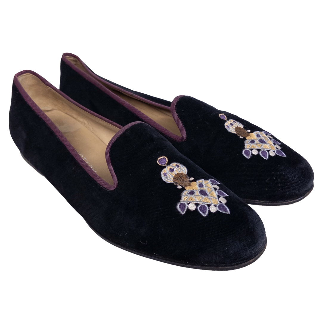 Stubbs & Wootton Embroidered Velvet Slippers