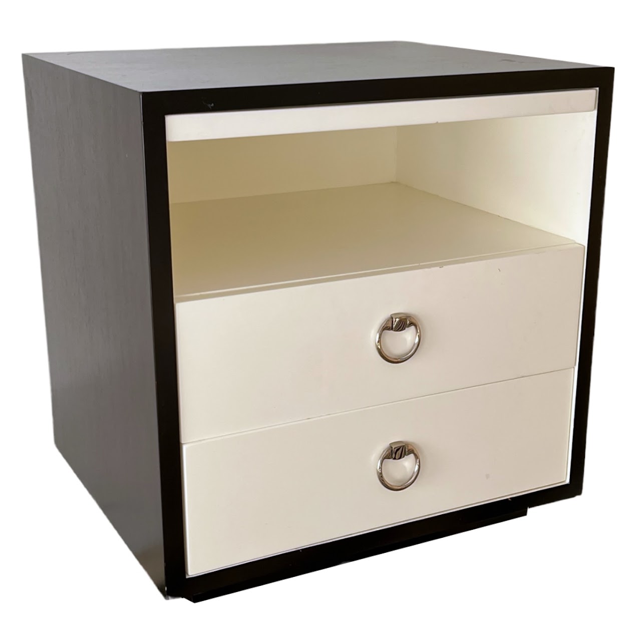 Contemporary Lacquered Front Two-Drawer End Table