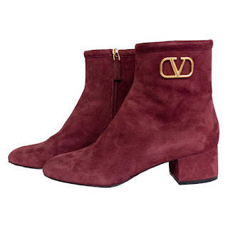 Valentino Garavini Burgundy Suede Ankle Boots